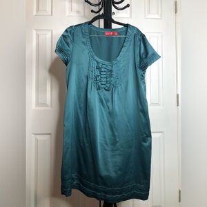 Elle Teal Short Sleeve Mini Dress, Size Large